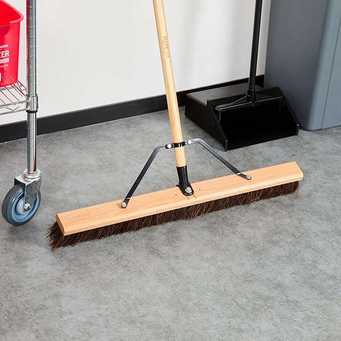Restaurantware-BROOM HEAD ONLY: Clean Tek Professional 30-Inch Indoor Broom Head, 1 Heavy-Duty Push Cleaning Tool - Handle And Brace Sold Separately, Palmyra Bristles, Wooden, Outdoor Use
