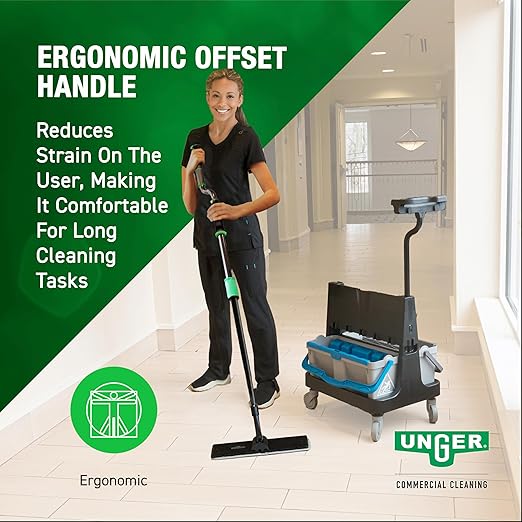 Unger Commercial - OmniClean Dual Bucket Kit with Offset Pole for Professional Floor Cleaning Systems, Janitorial Cleaning Set - CLBK2