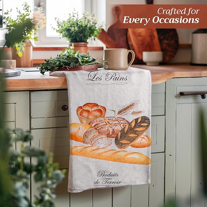 Maison d' Hermine Kitchen Towels Set of 3 100% Cotton 27.50" x 20" Reusable Cloth Tea Dish Towels Absorbent with Hanging Loop for Kitchen Farmhouse Hotel Spring Summer - Terroir