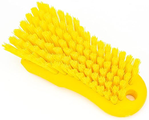 SPARTA Plastic Cutting Board Scrub Brush with Hanging Hole for Washing Cutting Boards, 6 Inches, Yellow