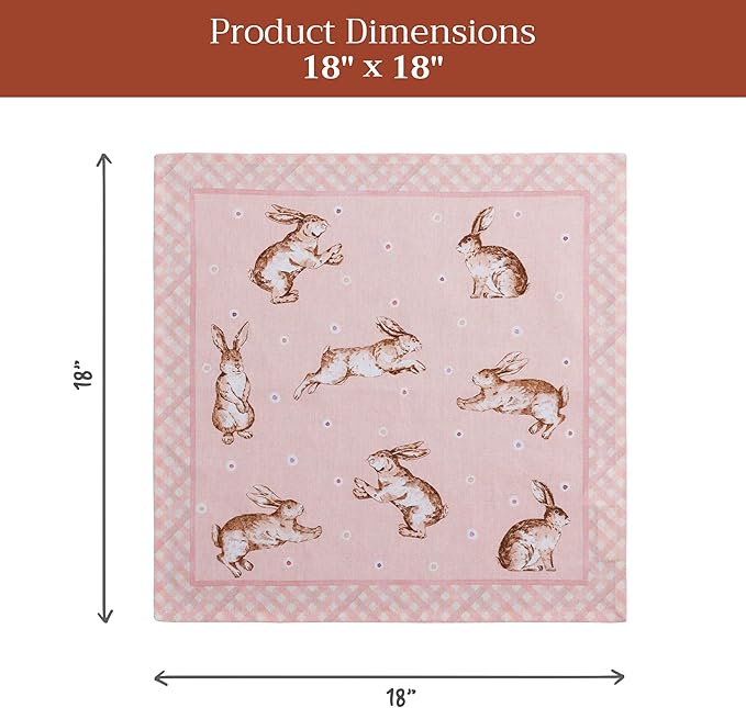 Maison d' Hermine 100% Cotton Cloth Napkins Set of 4 Everyday Reusable Square Napkins Cloth Washable Dinner Party Wedding Restaurant Hotel Kitchen Spring Summer (Easter, 18" x 18")