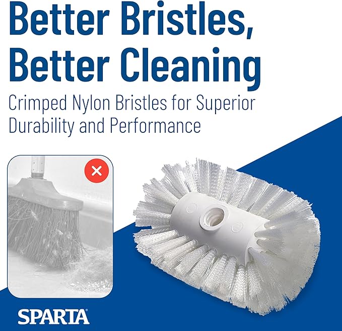 SPARTA Spectrum 7.5" Tank and Kettle Brush Head with Flared Nylon Bristles, 5.5" Diameter, 3/4-5 ACME Compatible, Commercial Cleaning Head Only, 7.5 Inches, White (Pack of 12)