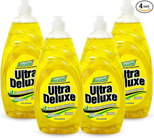 La's Totally Awesome Dish Soap Liquid – Lemon Scent (30 fl oz, Pack of 4) – Grease-Fighting Dishwashing Liquid from Awesome Cleaner Brand