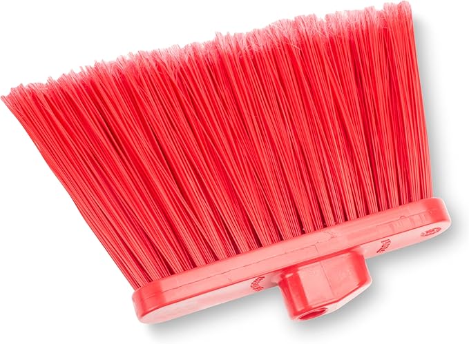 SPARTA 41082EC05 Plastic Color Coded Broom, Flagged Bristles, Long Broom With Angled Head For Large Debris, 56 Inches, Red, (Pack of 12)