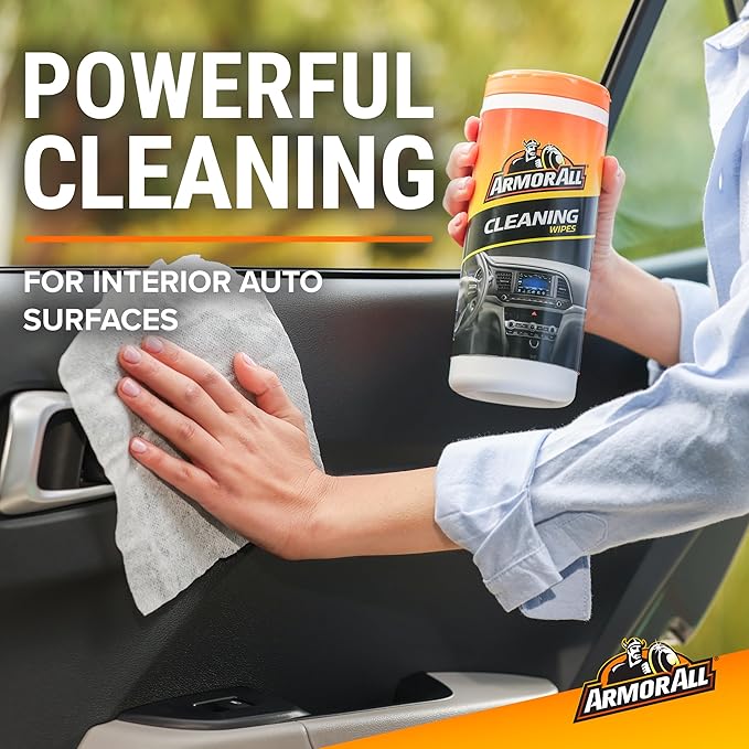 Armor All Interior Car Cleaning Wipes, Canister, Powerful Cleaning for Dashboards, Vinyl, Clear Plastics, Carpet and Fabric, 25 Count (Pack of 6)