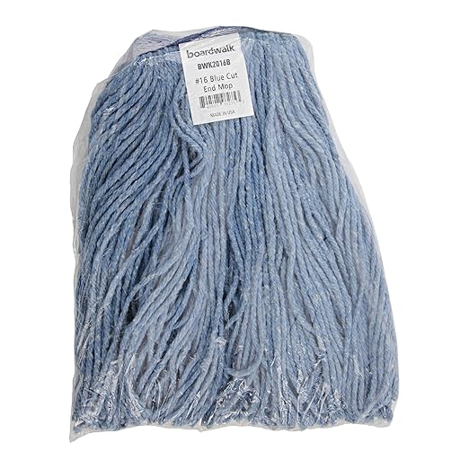Boardwalk BWK2016B #16 Cut-End Standard Head Cotton/Synthetic Fiber Mop Head - Blue (12/Carton)