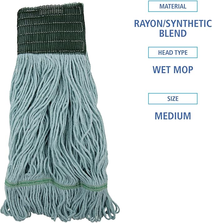 Boardwalk EchoMop with Looped-End Wet Head, Synthetic/Cotton, Medium, Blue, 12/Carton