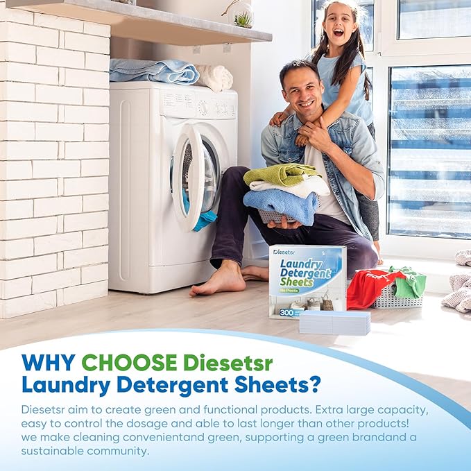 Diesetsr Laundry Detergent Sheets 150 Counts 300 Small Loads Travel Laundry Sheets ECO-friendly,No Plastic Clothes Washing Soap-Lavender