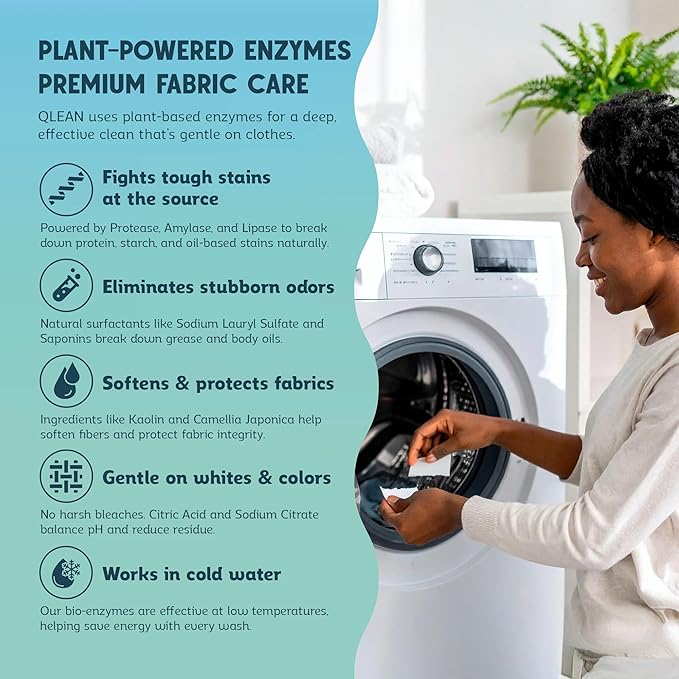 QLEAN Laundry Detergent Sheets Sweet Summer (40 Loads) – Travel-Size Plant-Based Laundry Sheets, Biodegradable, HE Compatible, Hypoallergenic for Sensitive Skin, Eco-Friendly Detergent Strips