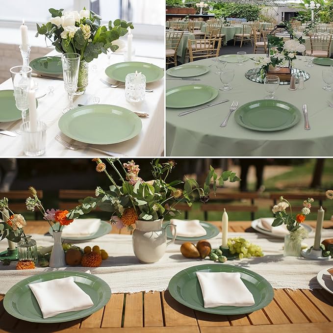 Kochorie 150 Pieces Sage Green Disposable Paper Plates 9 Inch Heavy Duty Dinner Plates, Solid Color, Table Decorations Party Supplies for Birthdays, Weddings, Daily Use