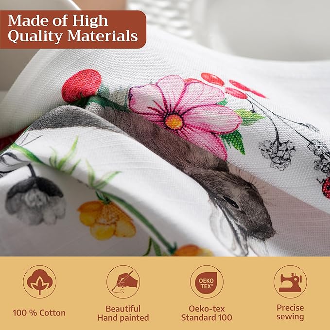Maison d' Hermine 100% Cotton Cloth Napkins Set of 4 Everyday Reusable Square Napkins Cloth Washable Dinner Party Wedding Restaurant Hotel Kitchen Spring Summer (Printemps, 20" x 20")