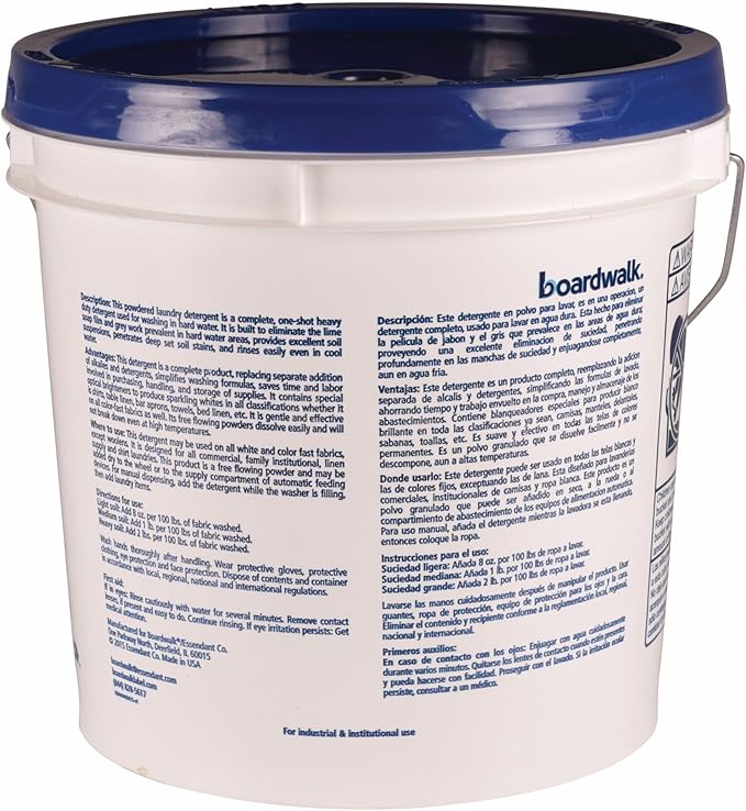 Boardwalk BWKHURACAN40 Low Suds Industrial Powder Laundry Detergent, Fresh Lemon Scent, 40lb Pail