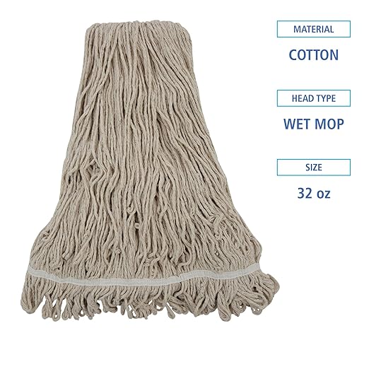 Boardwalk Mop Head, Pro Loop Web/Tailband, Premium Standard Head, Cotton, 32-Oz., White