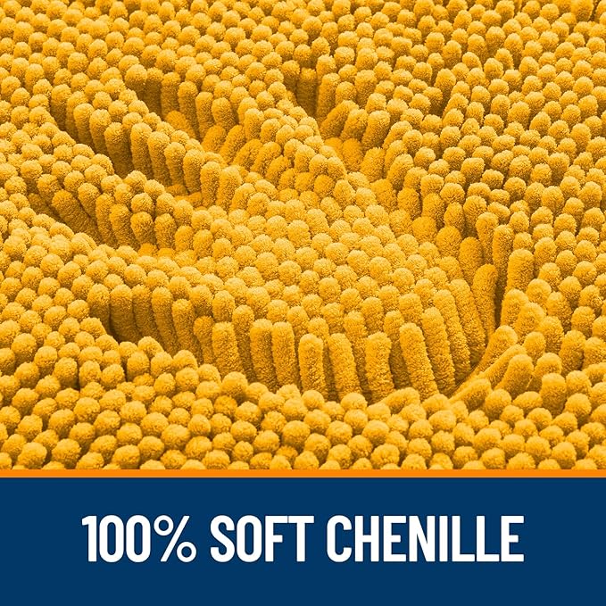 OLANLY Large Bathroom Rugs 47x32, Soft Absorbent Chenille Bath Rugs, Rubber Backing Quick Dry, Machine Washable Bath Mats for Bathroom Floor, Tub and Shower, Home Decor Accessories, Golden Yellow