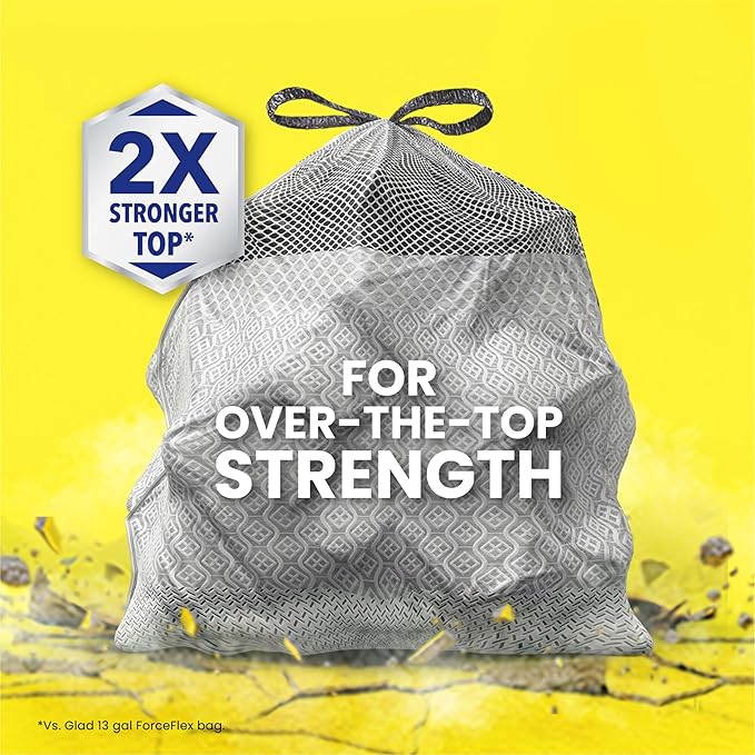 Glad Kitchen Trash Bags, 13 Gallon, Fresh Clean | ForceFlex MaxStrength | Tall Kitchen | 34 Count, Pack of 6