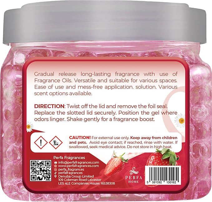 Pack of 2 Scented Gel Air Freshener | Strawberry Scented Gel For Closet, Office, Car & Small Spaces | Room Deodorizer, Helps with Odor | Air Freshener Home Long Lasting | Bathroom Freshener | By Perfa