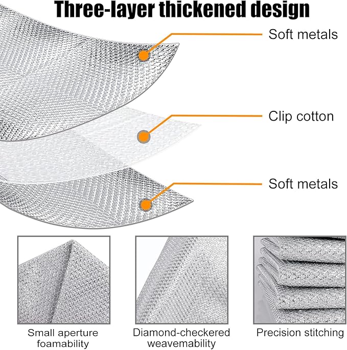 Dishcloth Pot Scrubber Multipurpose Wire Dishwashing Rags for Wet and Dry,New Multifunctional Non Scratch Metal Wire Dishcloth,Reusable Metal Scrubbing Pads Sponge Clean for Home Kitchen Cooktop (10)