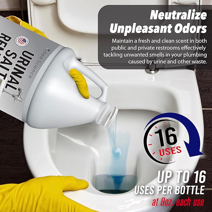 Allied Science Urinal Salt Remover - Uric Acid Salts Scale Remover Unclogs Urinals and Removes Uric Acid Odors - 4 Gallons