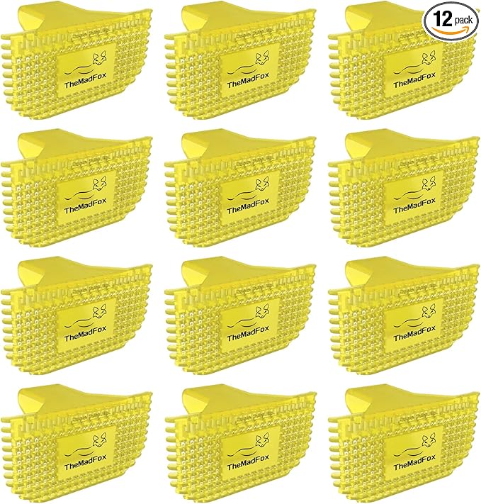12 Pack Toilet Bowl Freshener Clip, Eco Bowl Clip Air Freshener for Bathroom, Odor Eliminator with Natural Lemon Fragrance Oils, Long Lasting Up to 30 Days, Discreet Clip for Toilet Rim