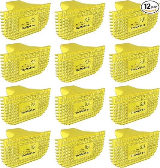 12 Pack Toilet Bowl Freshener Clip, Eco Bowl Clip Air Freshener for Bathroom, Odor Eliminator with Natural Lemon Fragrance Oils, Long Lasting Up to 30 Days, Discreet Clip for Toilet Rim