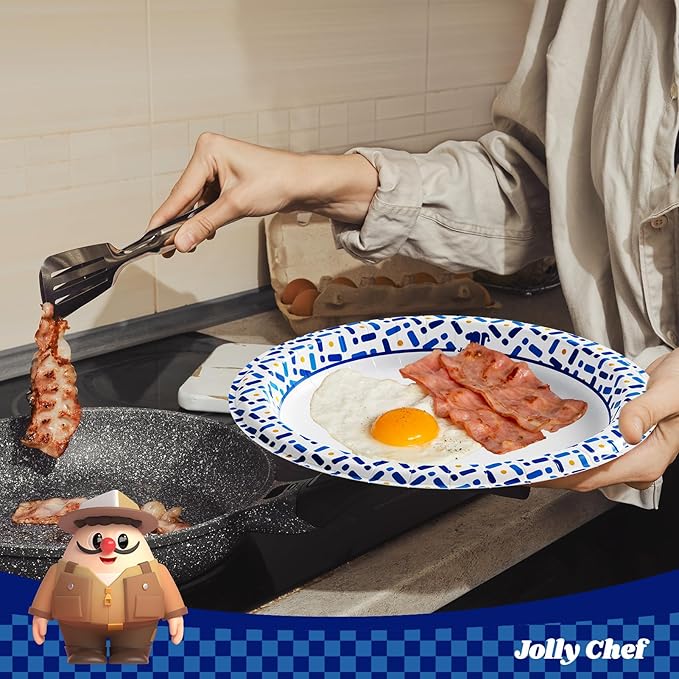 JOLLY CHEF 300 Count 8.5 Inch Paper Plates, Soak-Proof, Cut Proof, Disposable Heavy Duty Plates for Everyday Use, Picnic, Family Gatherings, Parties