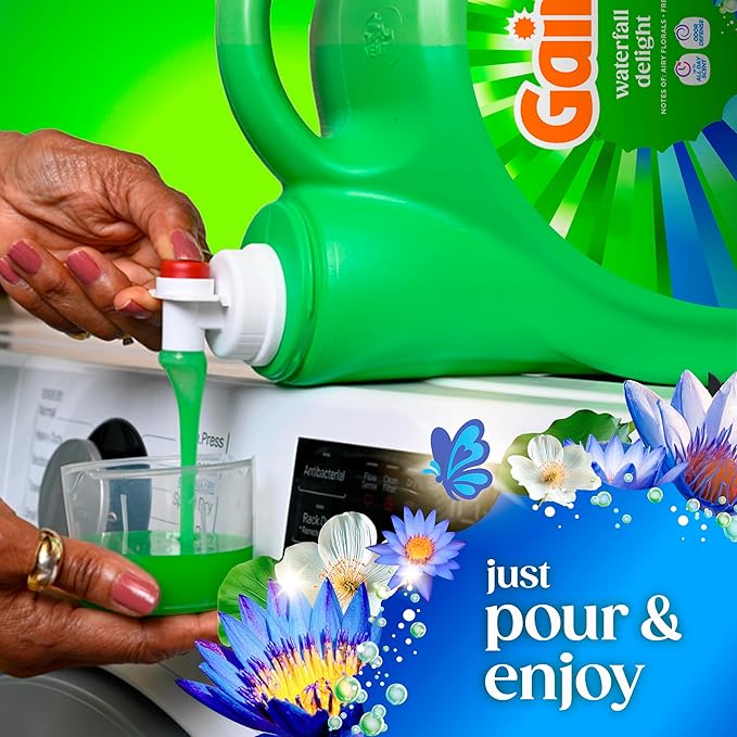 Gain Liquid Laundry Detergent with Odor Defense, Waterfall Delight Scent, Laundry Soap For HE Washing Machines, 177 fl oz, 134 Loads (Packaging May Vary)