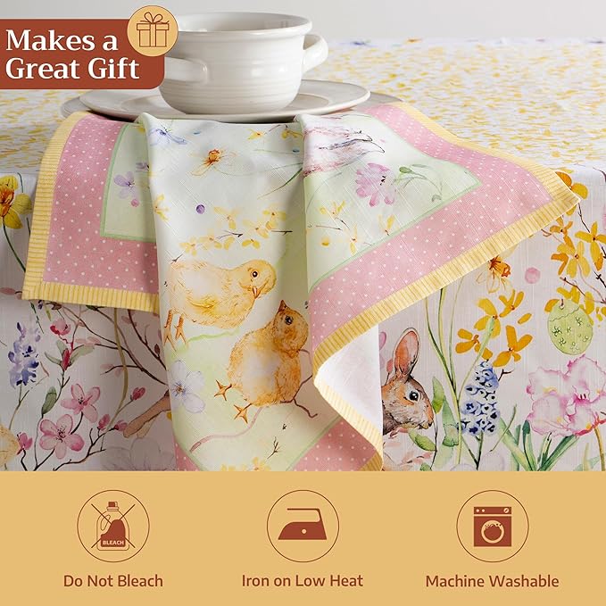 Maison d' Hermine 100% Cotton Cloth Napkins Set of 4 Everyday Reusable Square Napkins Cloth Washable Dinner Party Wedding Restaurant Hotel Kitchen Spring Summer (Easter Zest, 20" x 20")