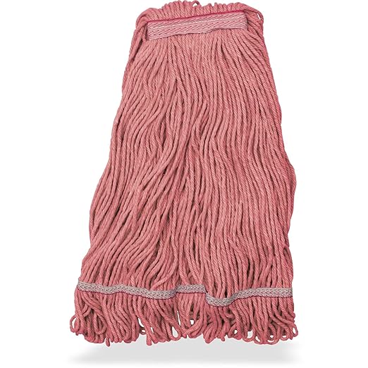 SPARTA Flo-Pac Acrylic Mop Head, Loop-Ended, Narrow Band with 1" Red Band for Organized Cleaning, Large, Red