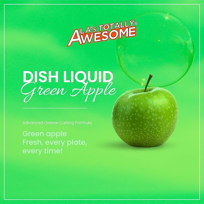 La's Totally Awesome Dish Soap Liquid – Fresh Apple Scent (30 fl oz, Pack of 8) – Grease-Fighting Dishwashing Liquid from Awesome Cleaner Brand