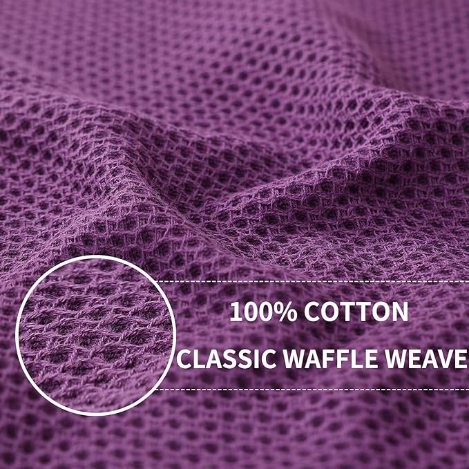 Homaxy 100% Cotton Waffle Weave Kitchen Dish Towels, Ultra Soft Absorbent Quick Drying Cleaning Towel, 13 x 28 Inches, 8-Pack, Purple