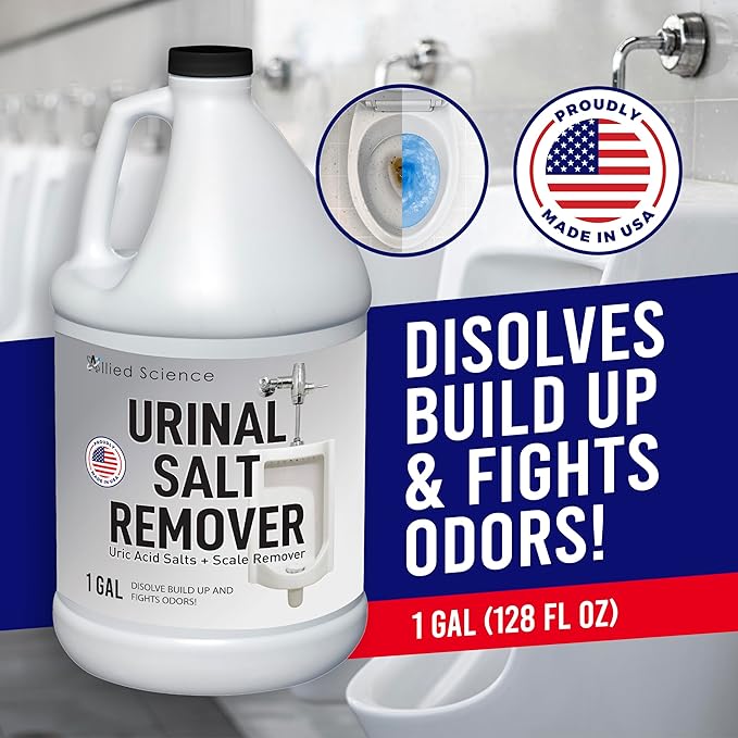 Allied Science Urinal Salt Remover - Uric Acid Salts Scale Remover Unclogs Urinals and Removes Uric Acid Odors - 8 Gallons
