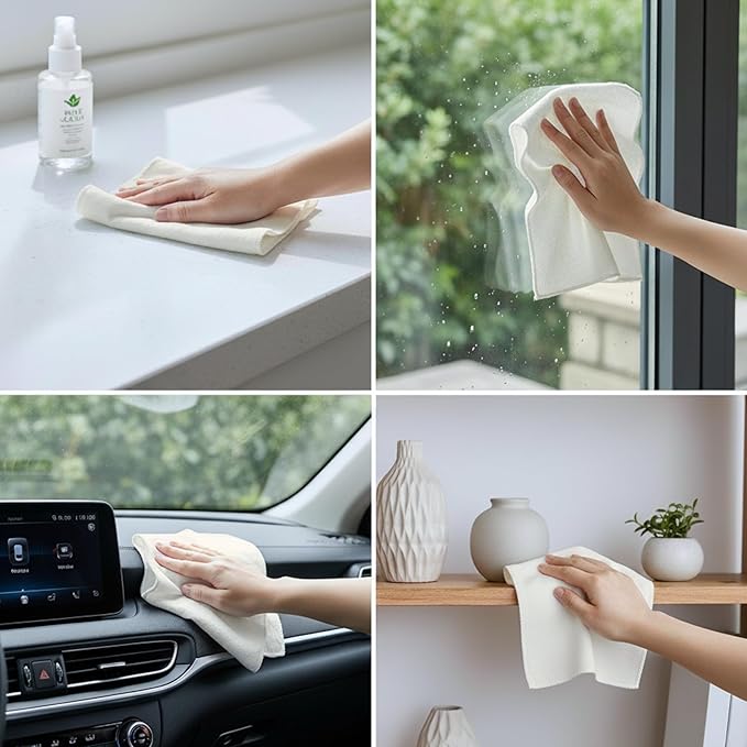 Flour Sack Shop Towels, Natural Cotton Cleaning Towels 14" x 12", Pack of 6 Reusable Absorbent Towels for Garage, Automotive, Workshop, Kitchen Cleaning, Polishing, Dusting & Multi-Purpose Use