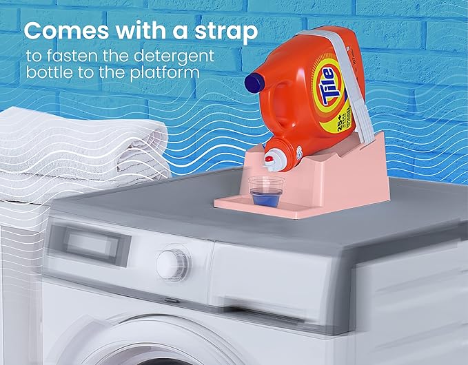 TidyFriend 2 Pack Liquid Laundry Detergent Holder Stand with Drip Tray & Rubber-Grip Feet, Stand for Laundry Room Organization and Storage, Fabric Softener Dispenser with Cup Holder (Rose)