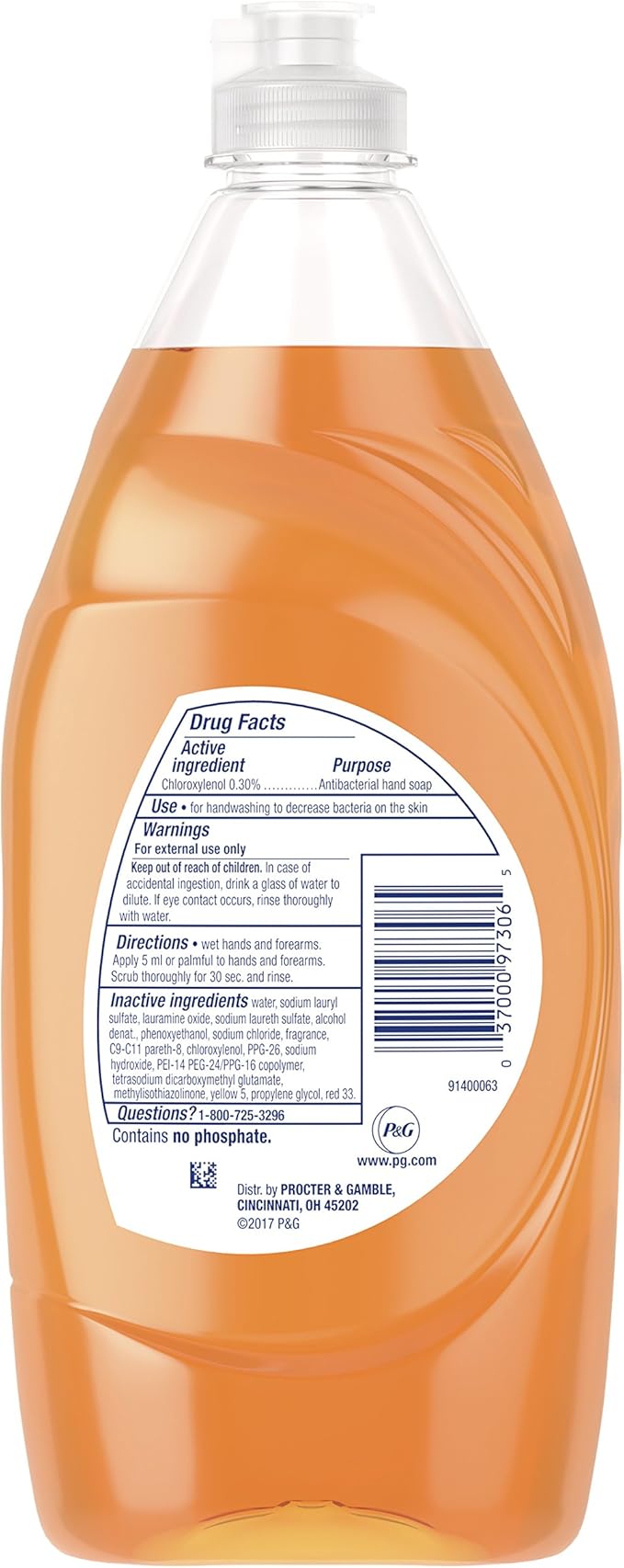 Dawn Ultra Antibacterial Hand Soap, Dishwashing Liquid Dish Soap Orange 19.4 oz (Packaging may vary)
