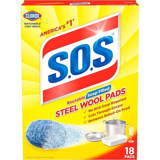 S.O.S Steel Wool Soap Pads,18 Count (Pack of 12)
