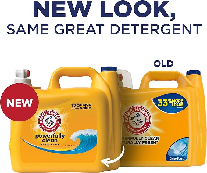 ARM & HAMMER Liquid Laundry Detergent, Clean Burst Fresh, 200 fl oz, 200 Loads, HE Laundry Detergent Liquid