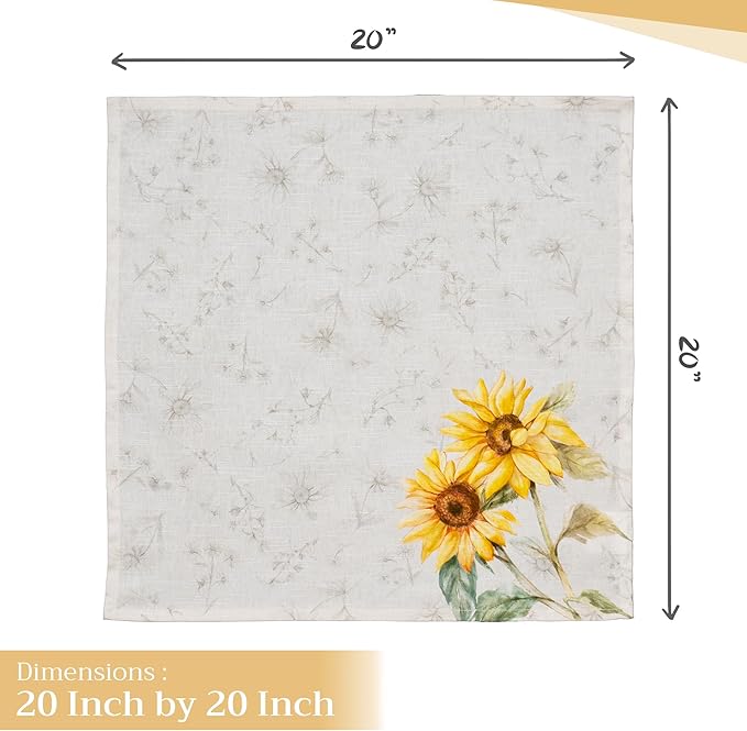Maison d' Hermine 100% Cotton Cloth Napkins Set of 4 Everyday Reusable Square Napkins Cloth Washable Dinner Party Wedding Restaurant Hotel Kitchen Spring Summer (Candice, 20" x 20")