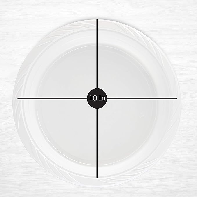 400 Count Disposable 10 Inch White Plastic Dinner Plates Extra Large
