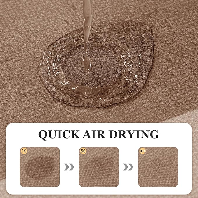 ACCUMTEK Non Slip Bath Mat, Thin Bathroom Rugs Fit Under Door, Quick Dry Bath Mats, Machine Washable Bath Rugs for Bathroom, Bathtub & Kitchen, Bathtub, Light Brown/Bordered/32 x20