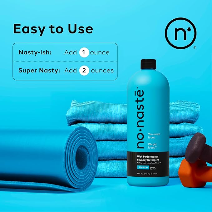 Nonaste Liquid Laundry Detergent - Zen Fresh, 32 Fl Oz (Pack of 2) - Activewear Laundry Detergent for Workout Clothes & More - Scented, Gentle & Color Safe