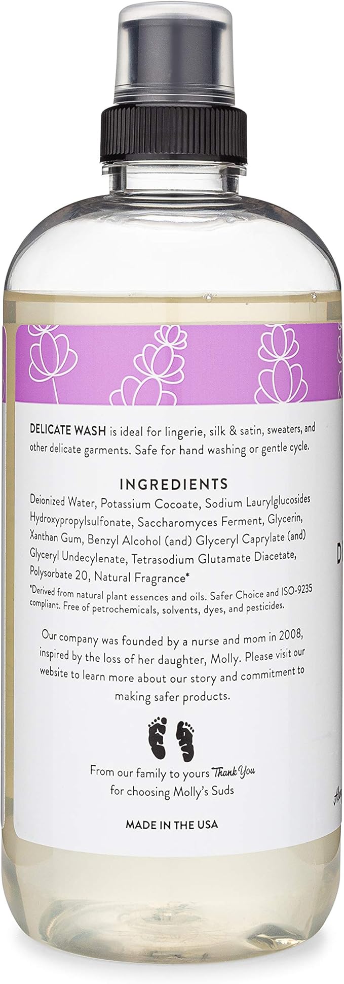 Molly's Suds Delicate Wash Liquid Laundry Soap | Clean, Simple Ingredients | Gently Removes Stains and Deodorizes | Lavender Scented, 16 fl oz