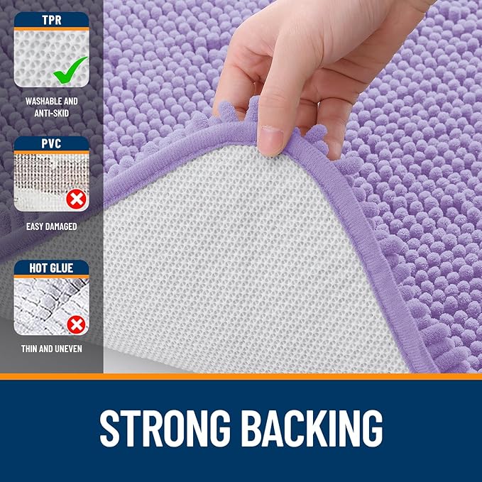 OLANLY Large Bathroom Rugs 70x46, Extra Soft Absorbent Chenille Bath Rugs, Rubber Backing Quick Dry, Machine Washable Bath Mats for Bathroom Floor, Tub and Shower, Home Decor Accessories, Lavender