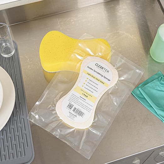 Restaurantware Sponge and Scouring Pad Combo 100 Count 9.4 x 5.1 x 2.7 Inches Plastic Multi-Surface Scrubber Flexible Cleaning Sponge for Commercial Kitchens