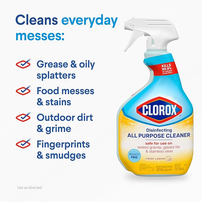 Clorox Disinfecting All-Purpose Cleaner 32 Oz and Bathroom Cleaner, Household Essentials, 30 Oz, Pack of 3