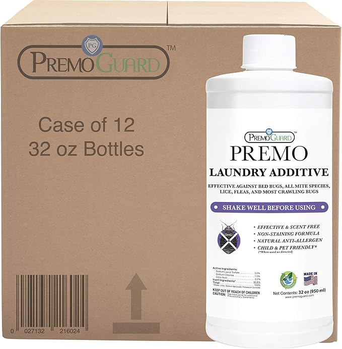 Bed Bug & Mite Laundry Detergent Additive By Premo Guard – 32 oz – Child & Pet Friendly – Stain & Odor Free – Best Natural Non-Toxin Treatment