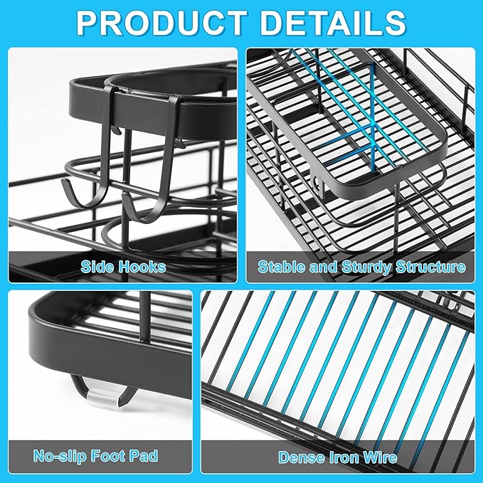 VITVITI Metal Hair Tool Organizer Wall Mounted, Hair Dryer Holder Basket Storage, Bathroom Sink Organizer Countertop for Vanity Makeup Brush/Hair Straightener/Styling Tools, Matte Black, Stand
