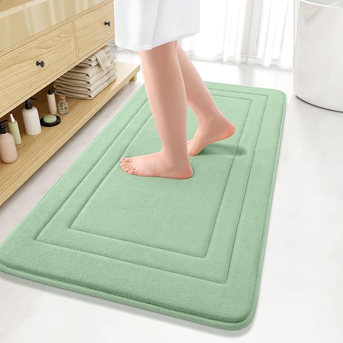 Arotive Memory Foam Bathroom Rug Mat 44x24, Ultra Soft and Absorbent Bath Mat, Machine Wash Dry, Comfortable Bath Rug Carpet for Bathroom Floor, Tub and Shower, Sage Green