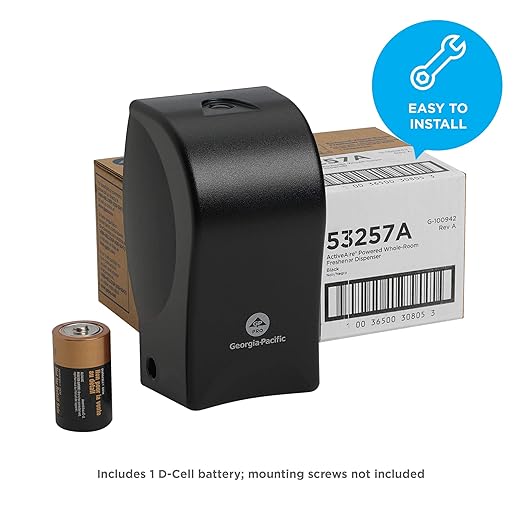 ActiveAire Powered Whole-Room Air Freshener Dispenser by GP PRO (Georgia-Pacific), Black, 53257A, 4.090" W x 3.610" D x 6.820" H