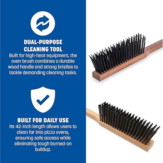 Carlisle FoodService Products 4577200 Carbon Steel Bristle Pizza/BBQ Oven Brush, 39" Overall Length