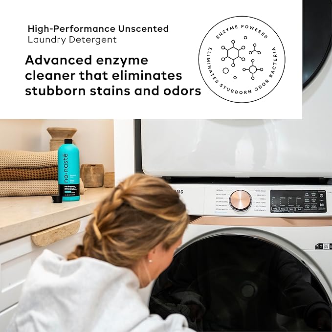 Nonaste Liquid Laundry Detergent - Pure Clean, 32 Fl Oz (Pack of 2) - Activewear Laundry Detergent for Workout Clothes & More - Unscented, Gentle & Color Safe